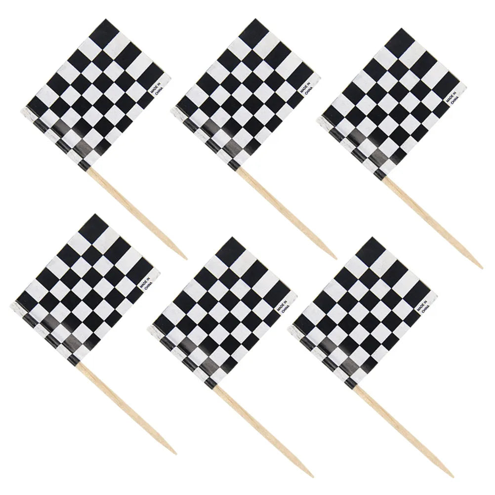 24Pcs Checkered Flag Cupcake Toppers & Cake Picks – Party Cake Toppers & Picks Richie's