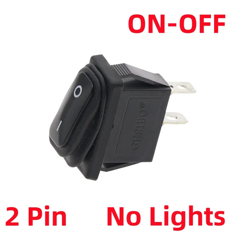 KCD3 Waterproof Rocker Switch 2-Pin ON-OFF 15A 250VAC Rocker Switch Richie's 2D2P-Black No Light
