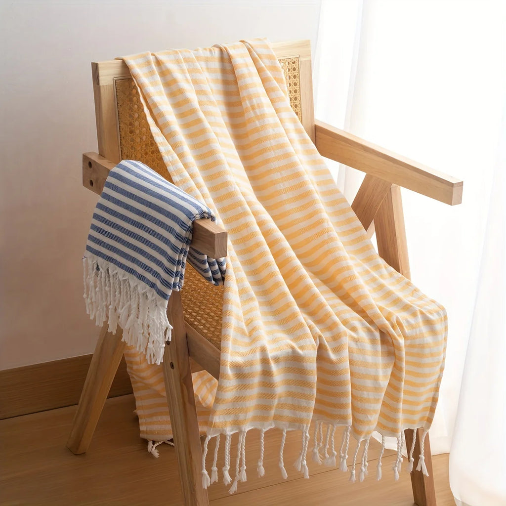 Extra-Large Turkish Beach Towel – Striped Quick-Dry Yellow Beach Towel Richie's