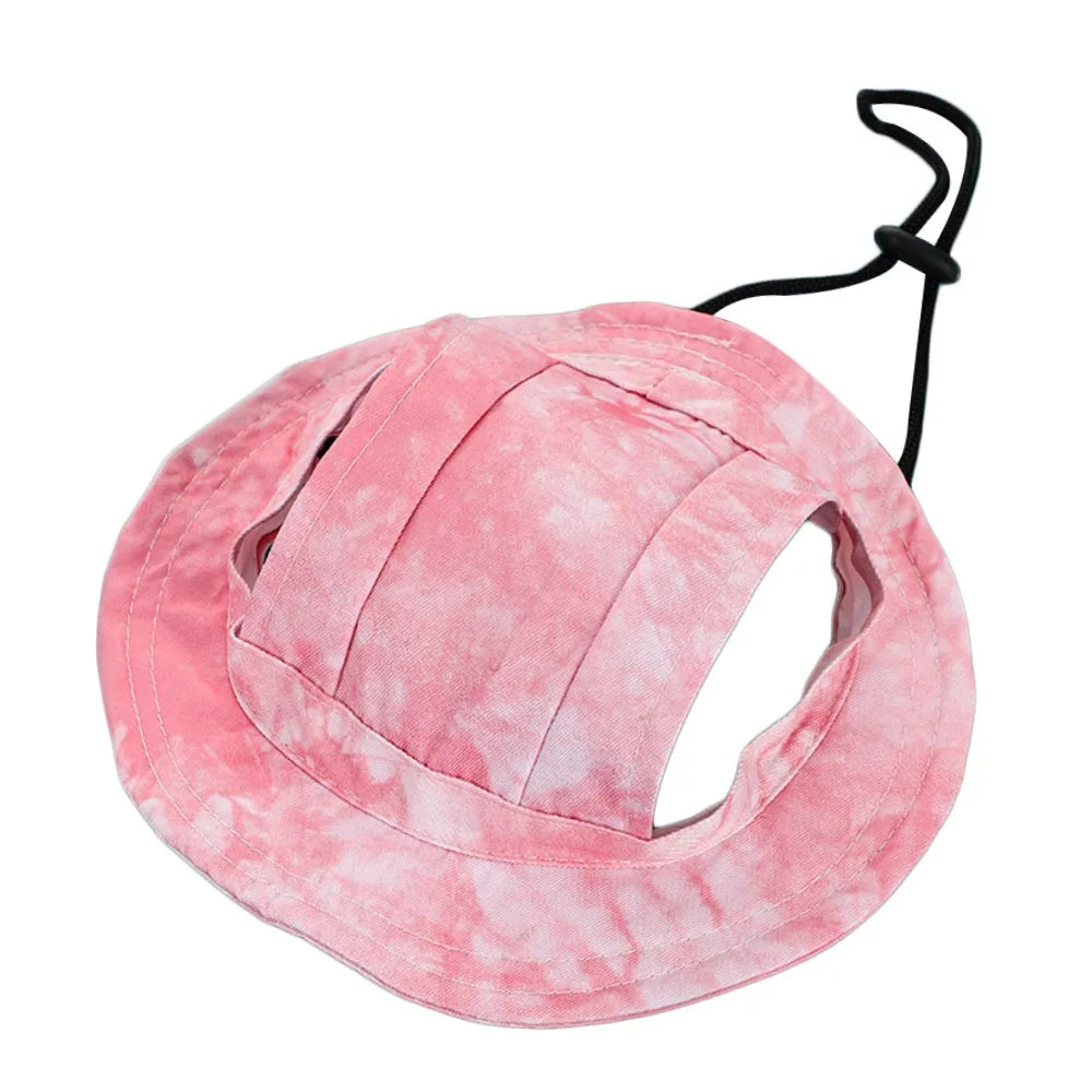 Pet Cowboy Hat with Ear Holes – Adjustable Sun Hat for Dogs & Cats Pet Costume Hat Richie's Pink M