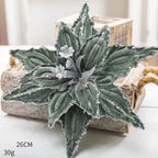 Glitter Poinsettia Artificial Christmas Flower 26cm Decoration Artificial Christmas Flower Richie's Green