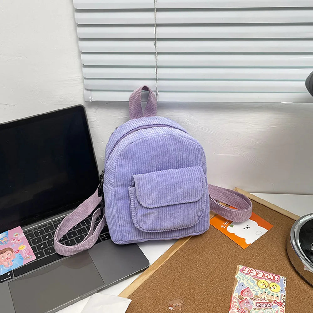 Women's Mini Corduroy Backpack – Casual Small Travel Bag Mini Backpack Richie's Purple China Mainland