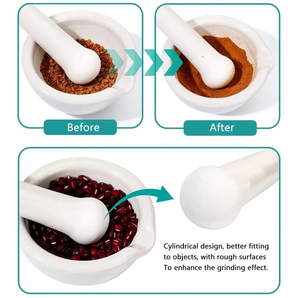 White Ceramic Mortar & Pestle Set | Porcelain Spice Grinder Mortar & Pestle Set Richie's