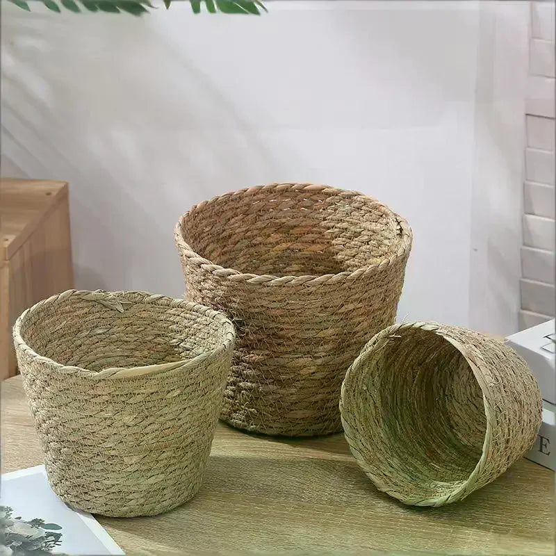 Handwoven Straw Flower Pot Basket – Eco Home Decor Planter Woven Planter Basket Richie's