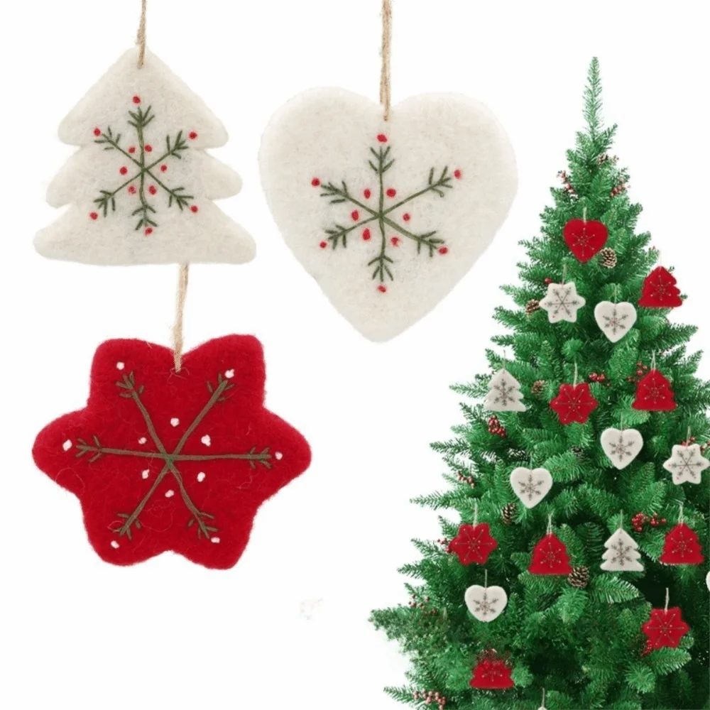 Felt Christmas Ornaments Embroidered Snowflake Tree Star Heart Christmas Ornaments Richie's