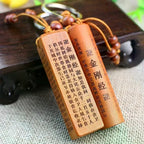 Peach Wood Diamond Sutra Keychain Pendant | Unisex Gift Wooden Keychain Pendant Richie's