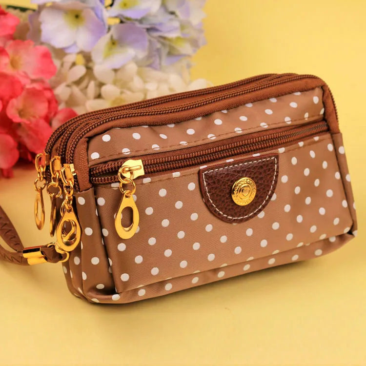 Women's Canvas Clutch Wallet – 4 Zippers & Card Holder Canvas Clutch Wallet Richie's light brown 16X10X6cm
