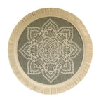 Bohemian Round Woven Placemat – Heat Resistant & Non-Slip Tassel Woven Placemat Richie's Dark Green L