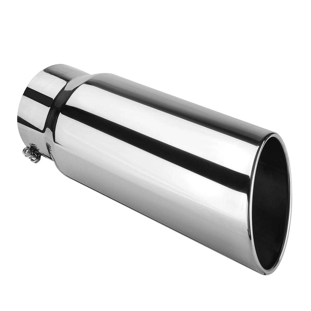 5" to 6" Angle Cut Car Exhaust Tip 15" Anti-Corrosive Tailpipe Exhaust Tip Richie's Silver
