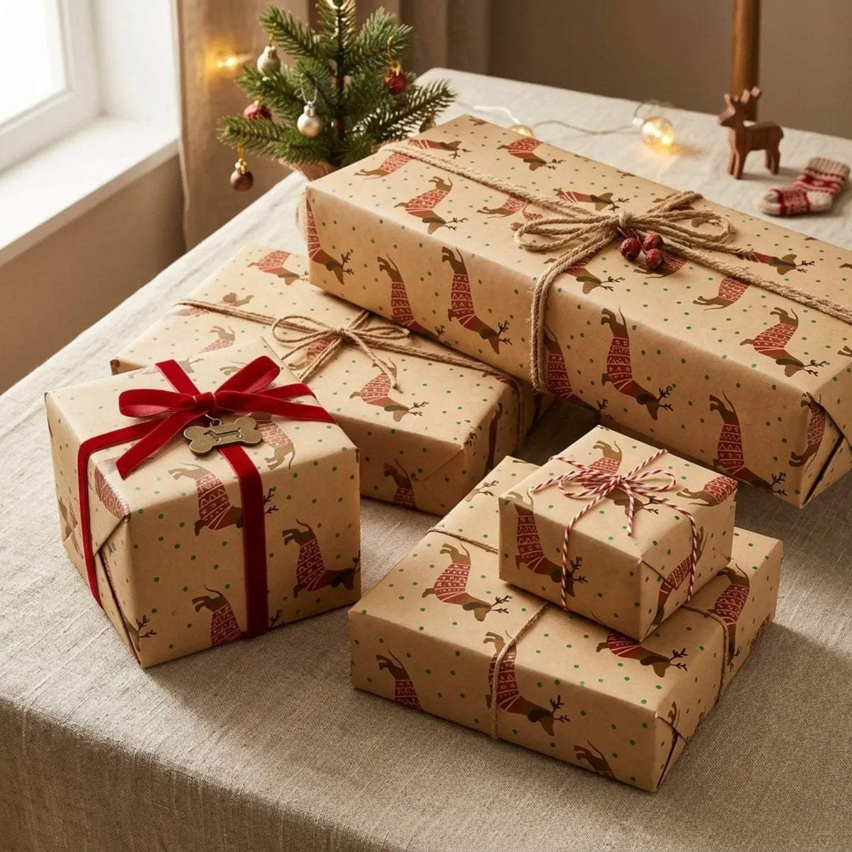 Rustic Kraft Christmas Wrapping Paper – Dachshund Print Christmas Wrapping Paper Richie's