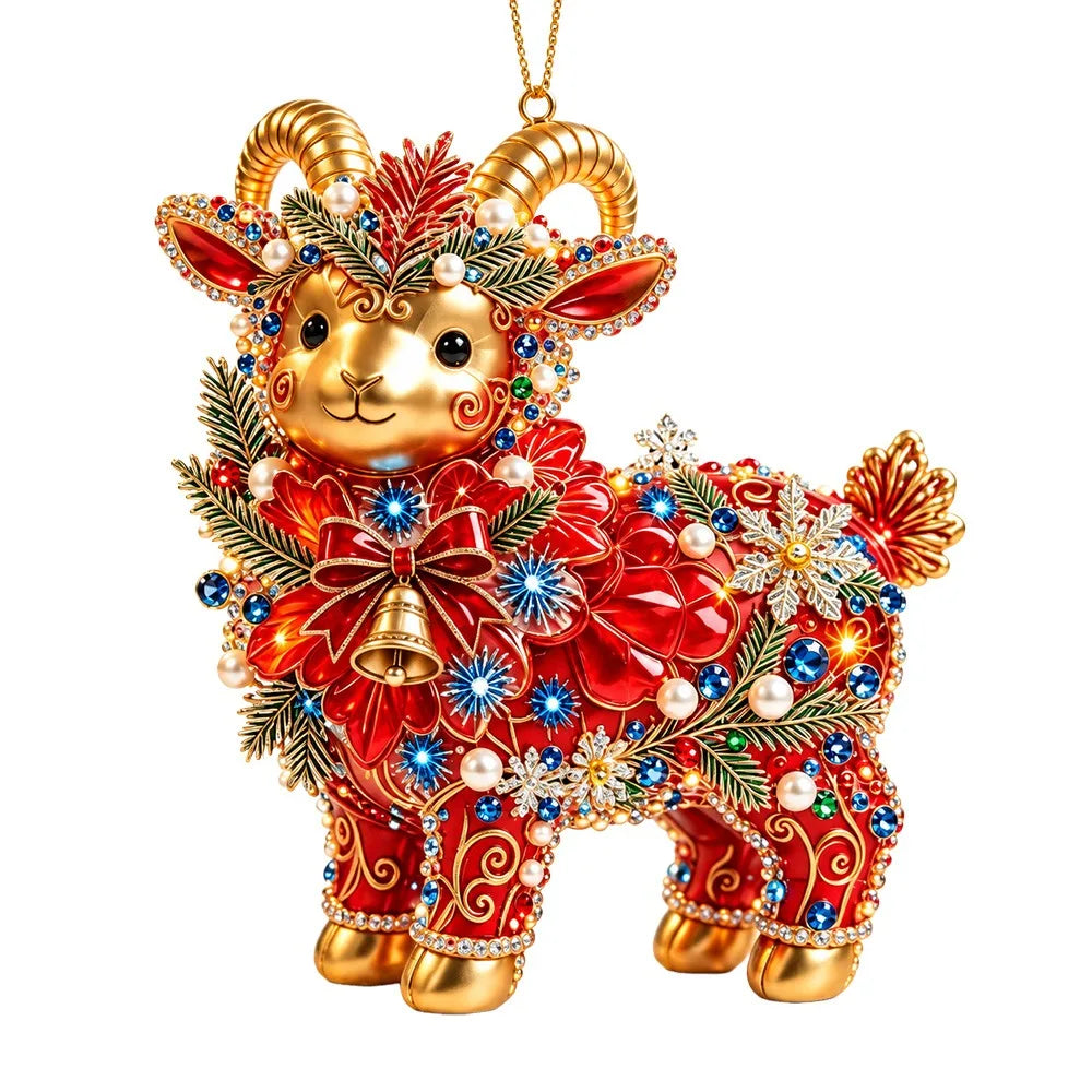 Rhinestone Goat Hanging Ornament – Acrylic Zodiac Charm Set Holiday Ornament Set Richie's 1-1PC