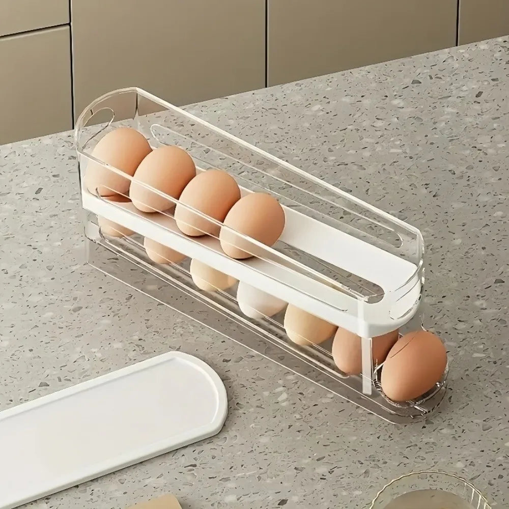 Transparent Egg Storage Box – Auto Rolling Ladder Dispenser Egg Storage Dispenser Richie's