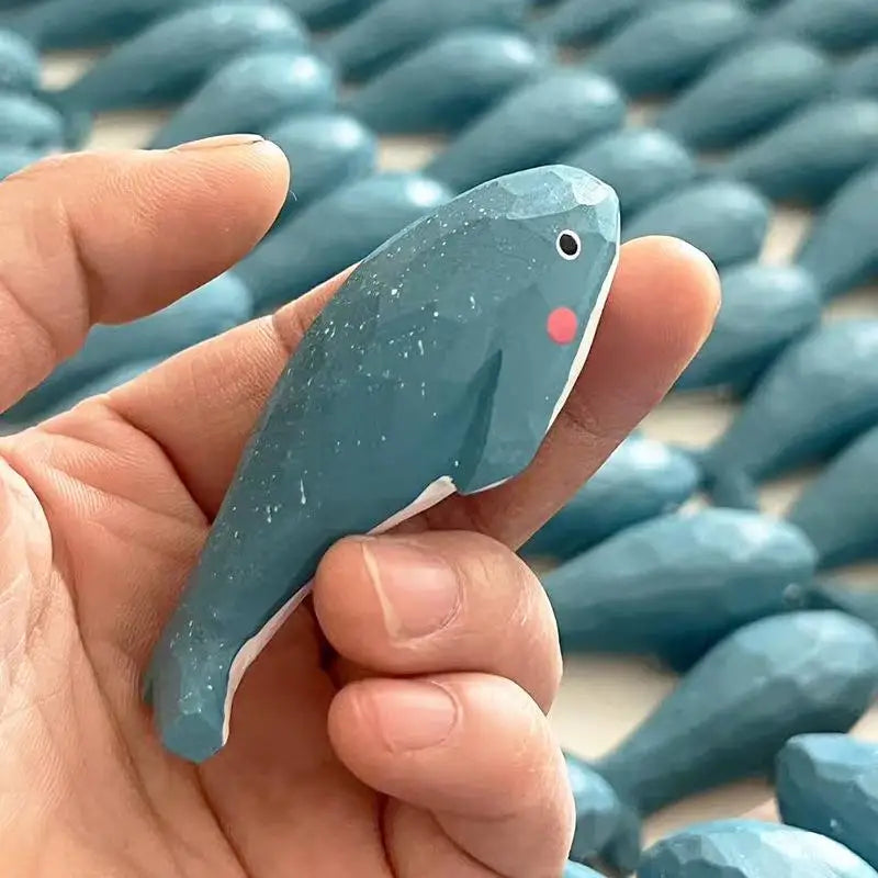 Hand Carved Wooden Blue Whale Figurine | Ocean Desk Decor Wooden Figurine Richie's