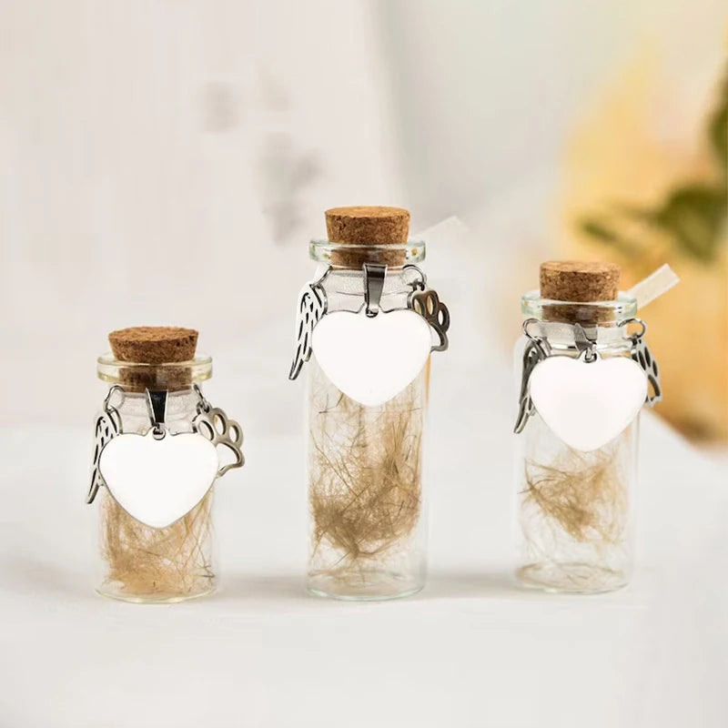 Pet Memorial Bottle – Fur Keepsake Jar with Silver Charms Pet Memorial Keepsake Richie's