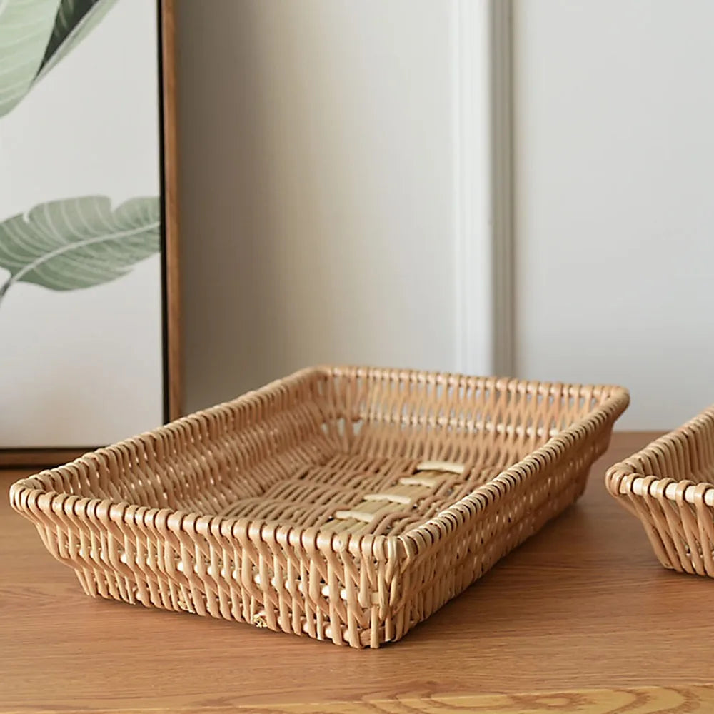 Woven Wicker Serving Tray Basket – Bread & Kitchen Storage Wicker Serving Basket Richie's