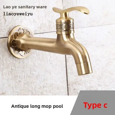 European Antique Brass Faucet DN15 Single Cold Tap – Basin & Mop Pool Brass Utility Faucet Richie's C