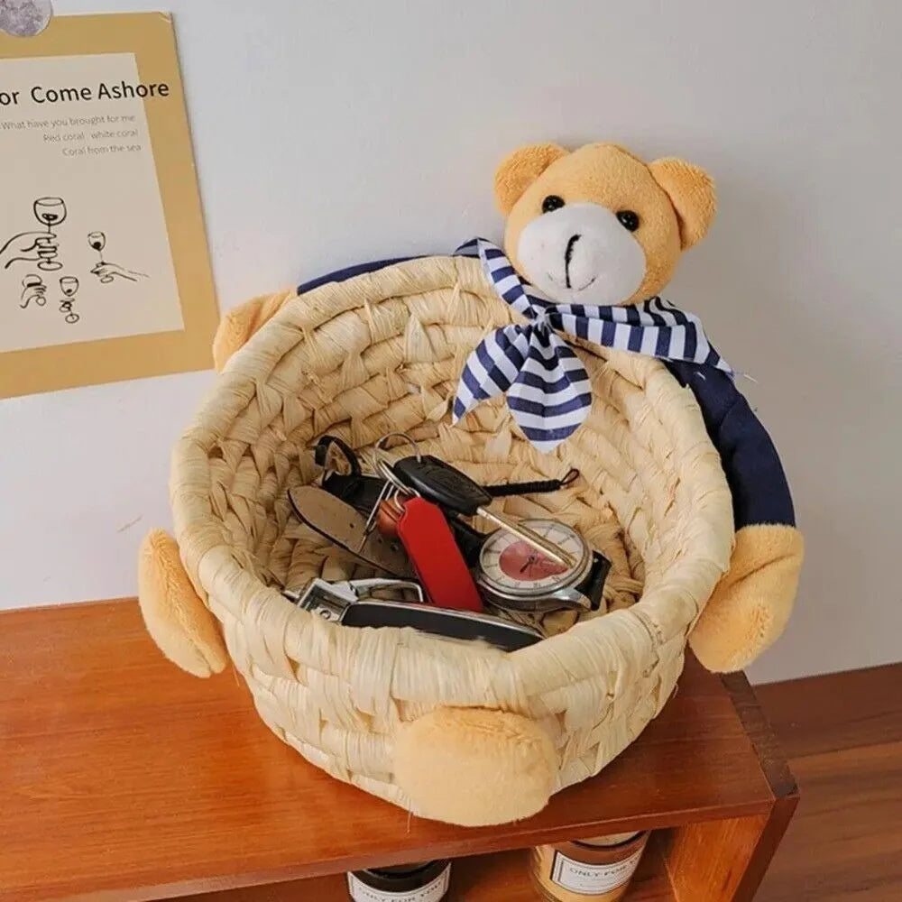 Handwoven Easter Basket Bunny & Bear | 3 Sizes Straw Storage Easter Woven Basket Richie's
