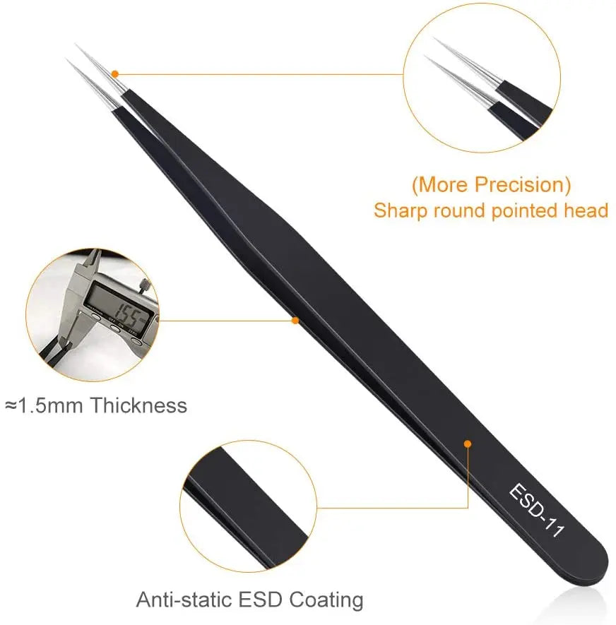 Binoax 6PC Anti-Static Precision Tweezers Set – Stainless Steel Precision Tweezers Set Richie's