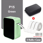 Marklife P15 Mini Bluetooth Thermal Label Maker | Inkless Thermal Label Maker Richie's Green 3Rolls Case