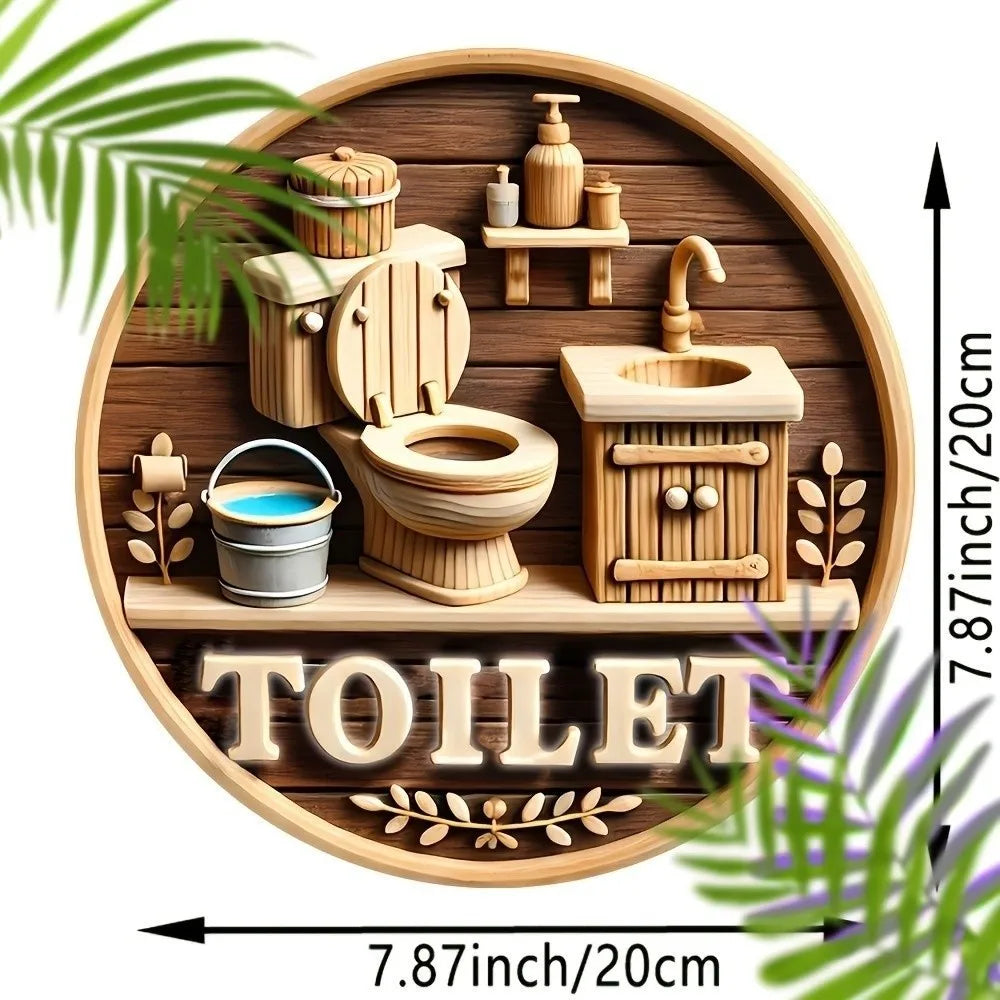 Wooden Hanging Bathroom Sign Round Farmhouse Wall Décor Wall Sign Plaque Richie's