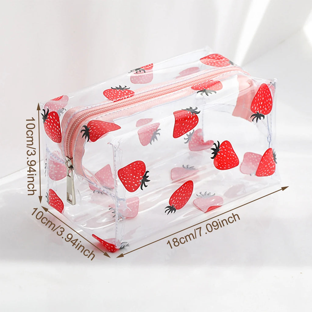 Clear PVC Strawberry Pencil Case – Large Capacity Makeup Bag Pencil Case Richie's