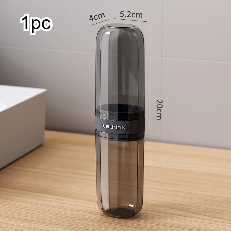 Portable Toothbrush Travel Kit – Mouthwash Cup & Storage Case Oral Care Travel Kit Richie's transparent black