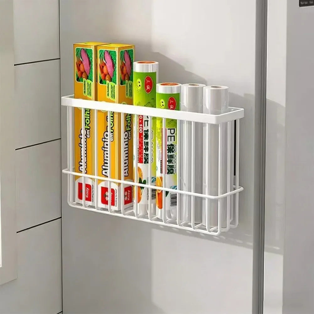 Magnetic Wall Storage Basket – No-Drill Kitchen Organizer Magnetic Storage Basket Richie's White-L