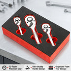 TOTNEND 72-Tooth Stubby Ratchet Set 1/4 3/8 1/2" Drive Ratchet Wrench Set Richie's as show