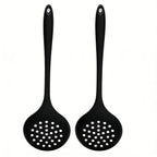 2-Pack Silicone Slotted Spoon Set – Skimmer & Strainer Silicone Kitchen Utensil Richie's Black