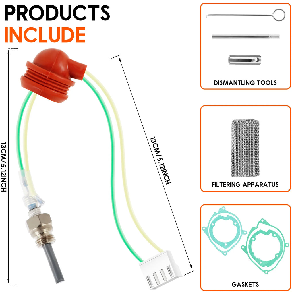 9PCS Glow Plug Repair Kit 12V 2-8KW Parking Diesel Heater Diesel Heater Repair Kit Richie's silver 1 set