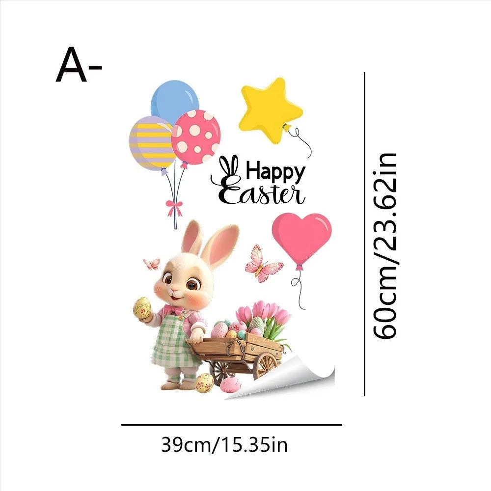 Easter Rabbit Flower Wall Stickers – Removable PVC Decals Wall Stickers Richie's A5