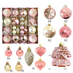 40-Piece Pink & Gold Shatterproof Christmas Ornaments Set Christmas Ornament Set Richie's