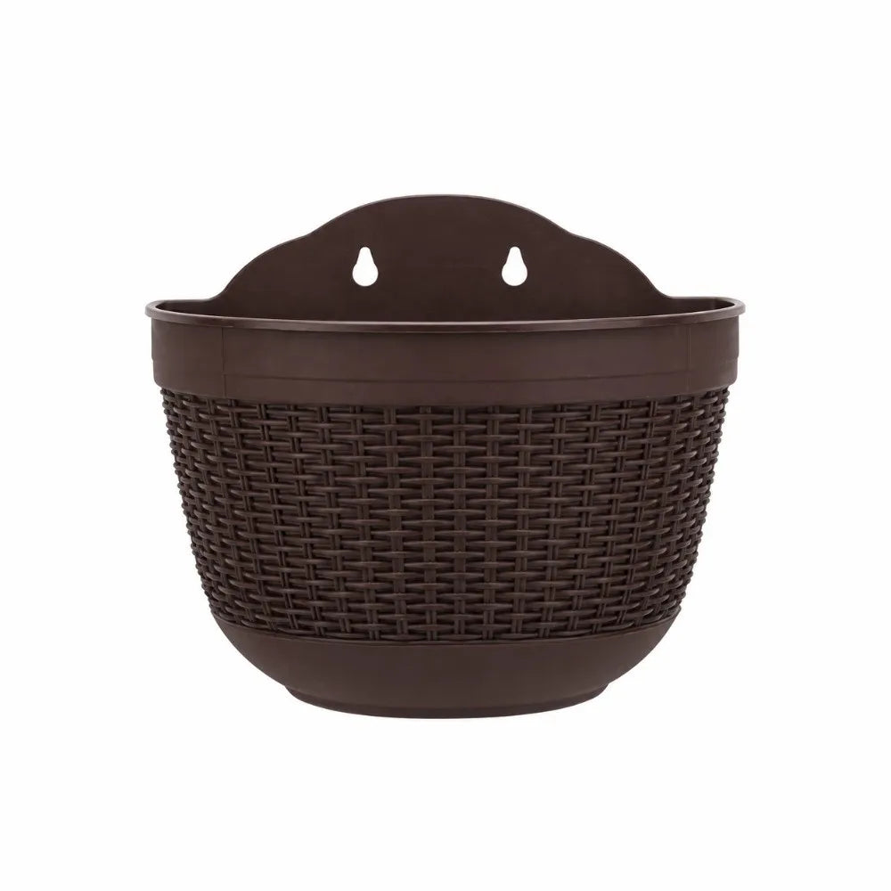 Wall-Mounted Rattan-Style Hanging Plant Pot | Semi-Circular Hanging Plant Pot Richie's Coffee