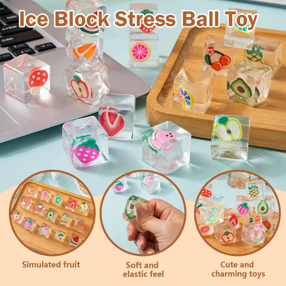 Fruit Ice Cube Squishy Toy Slow Rebound Fidget Squeeze Ball Squishy Fidget Toy Richie's
