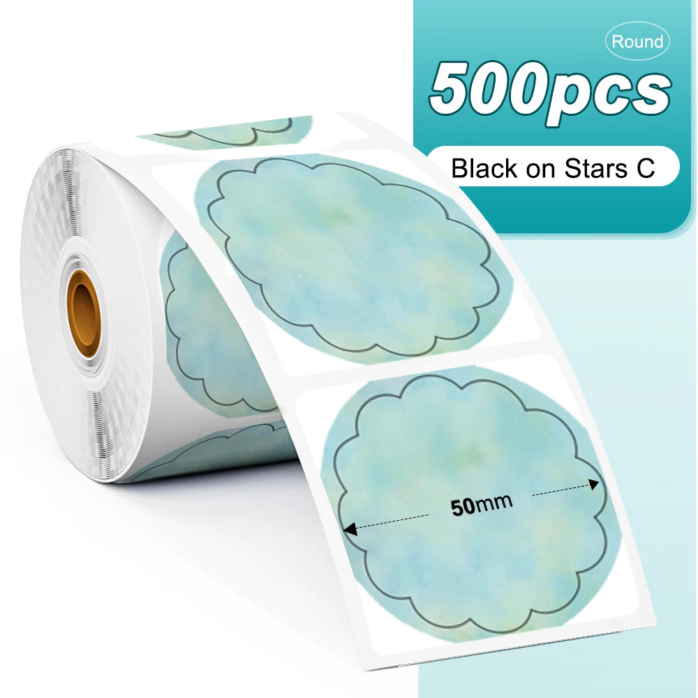 Phomemo 1000pcs Round Thermal Shipping Labels Rainbow Stickers Thermal Shipping Labels Richie's 500pcs Star C