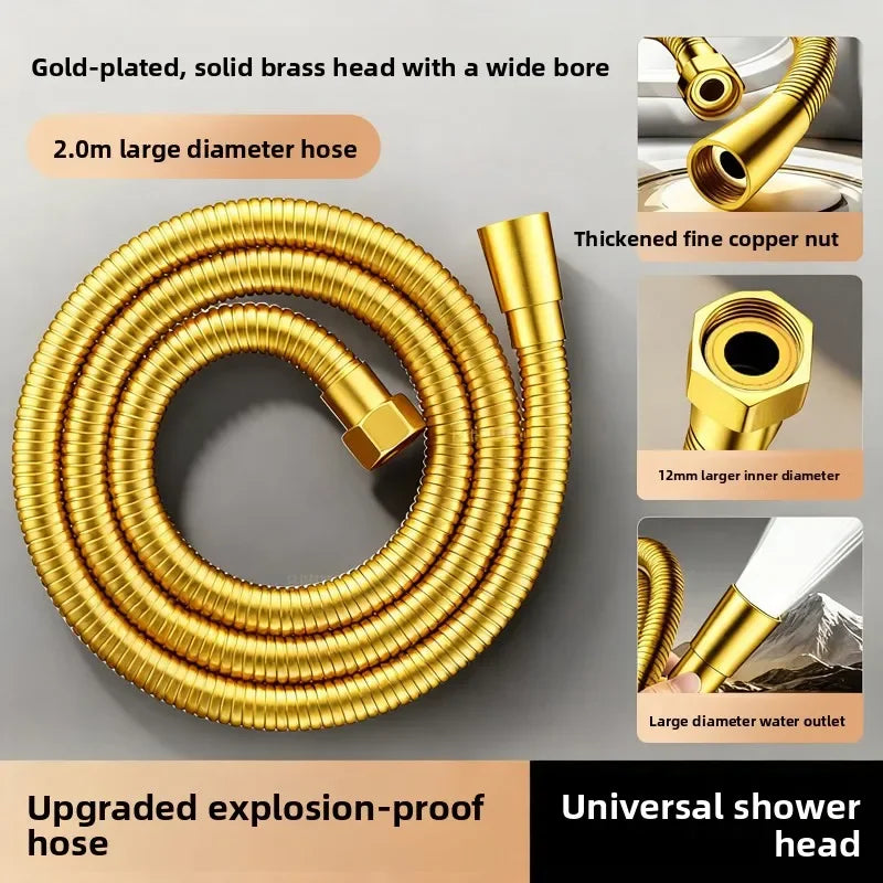 Universal Stainless Steel Shower Hose for Water Heaters | Burst-Proof Shower Hose Richie's 2 m gold