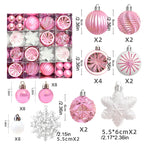 40-Pack Pink White Shatterproof Christmas Baubles & Snowflake Christmas Ornaments Richie's Pink Other