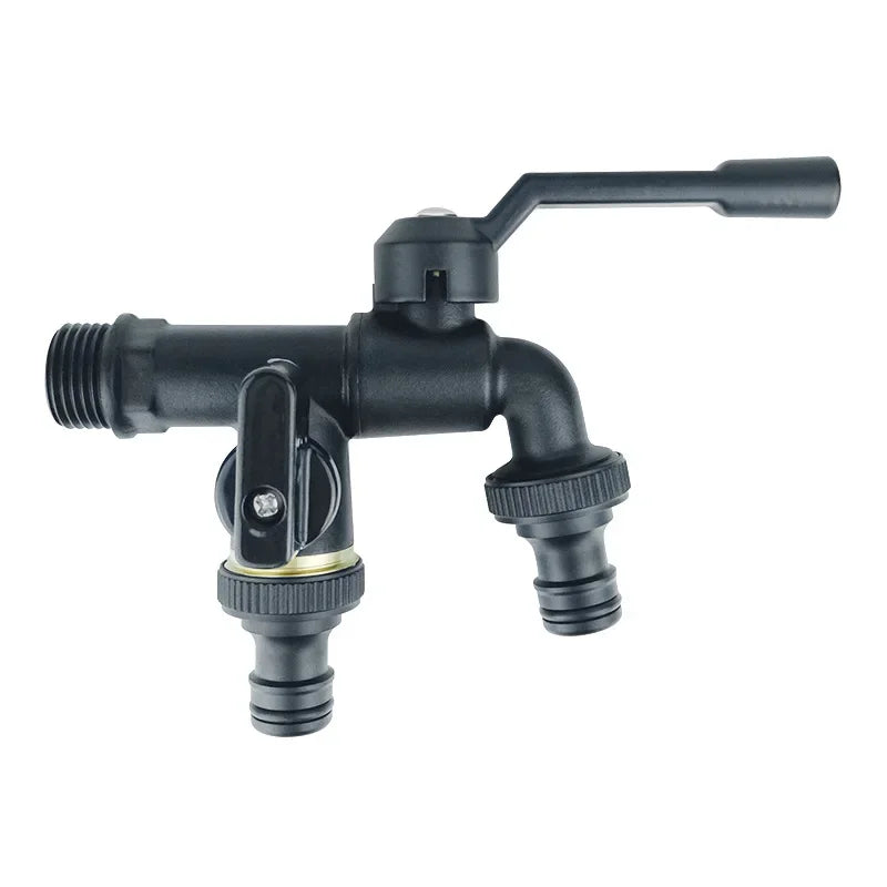 Black Brass Anti-Freeze Outdoor Faucet Dual Outlet 3/4 Inch Outdoor Garden Faucet Richie's