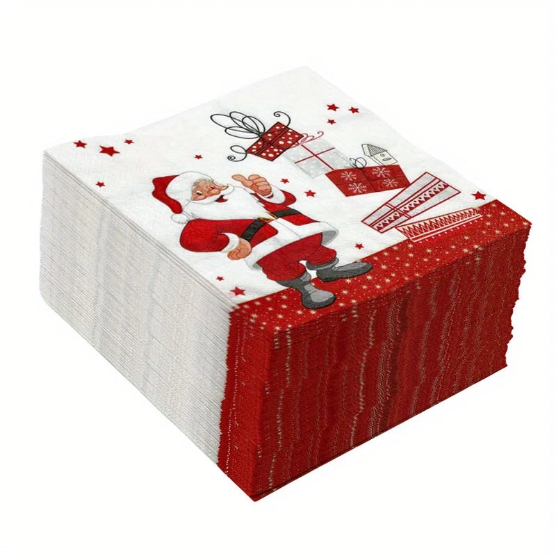 Christmas Disposable Napkins – Santa Print, 20/40/60 Pack Disposable Party Napkins Richie's