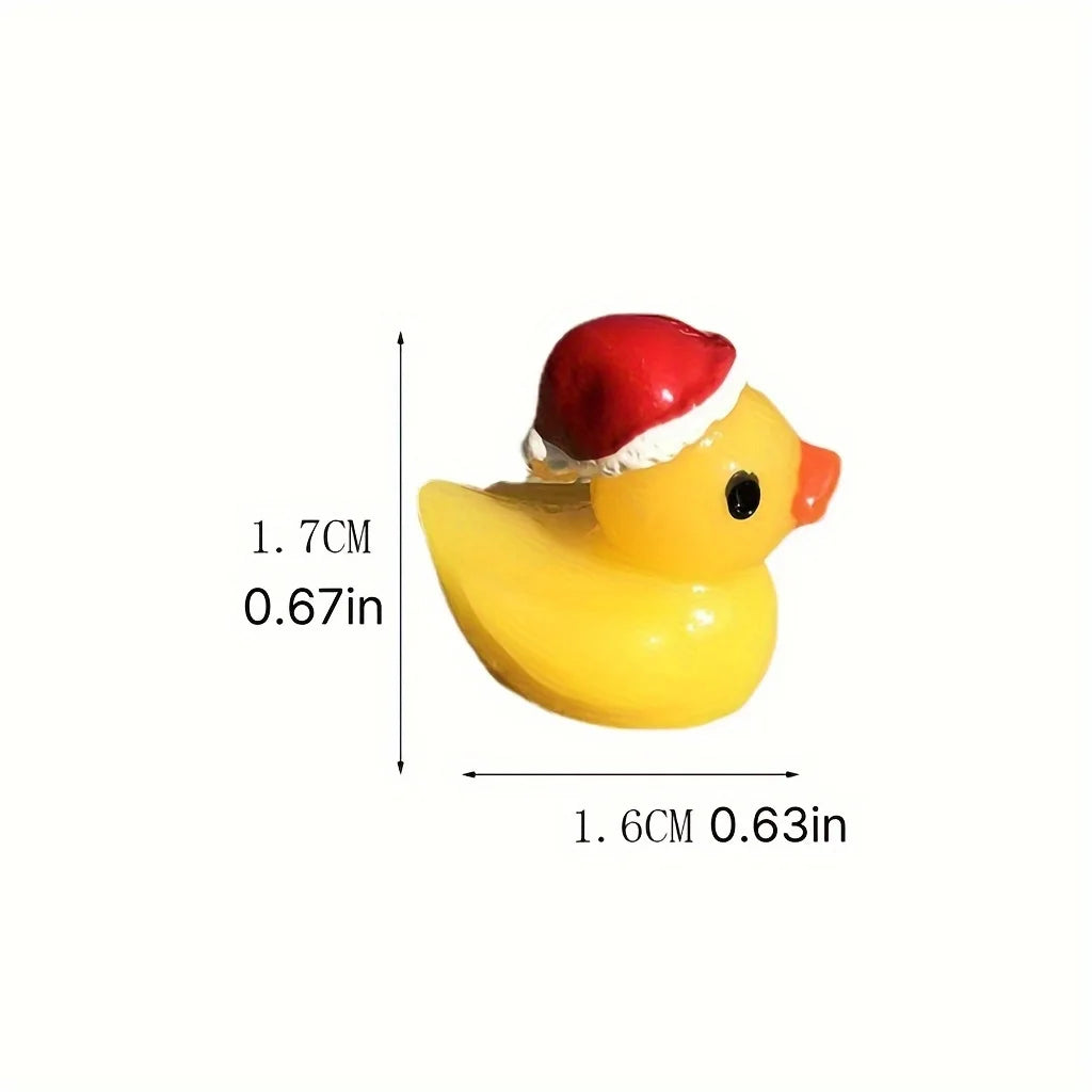 10pcs Miniature Christmas Duck Figurines with Santa Hats Christmas Figurines Richie's