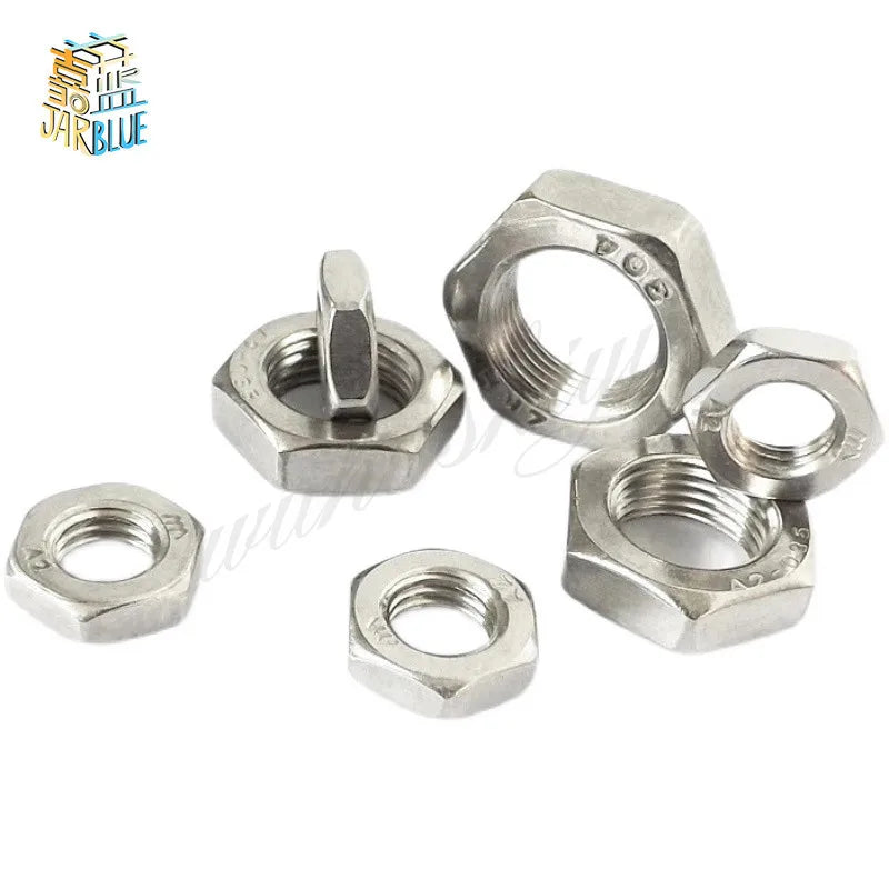 304 Stainless Steel Thin Jam Nuts M6–M16 Fine Thread DIN439 Thin Jam Nuts Richie's