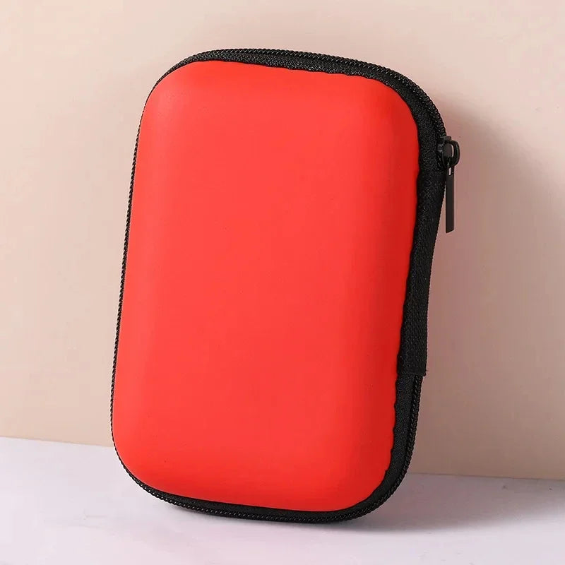 Portable EVA Travel Cable & Earphone Organizer Zipper Case Travel Cable Organizer Richie's Red
