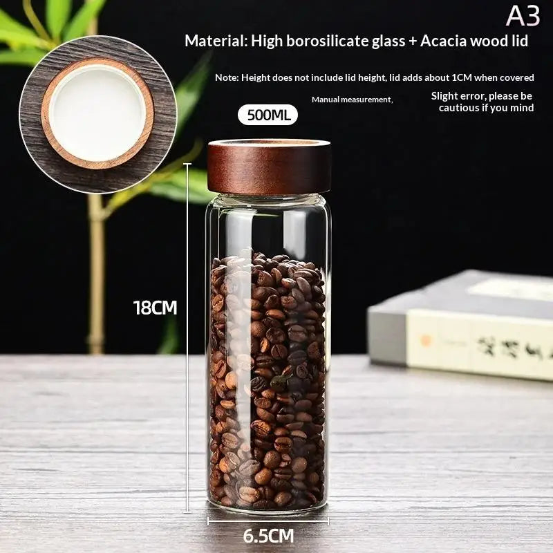 Airtight Glass Coffee Bean Storage Jar with Wood Lid Glass Storage Jar Richie's A3