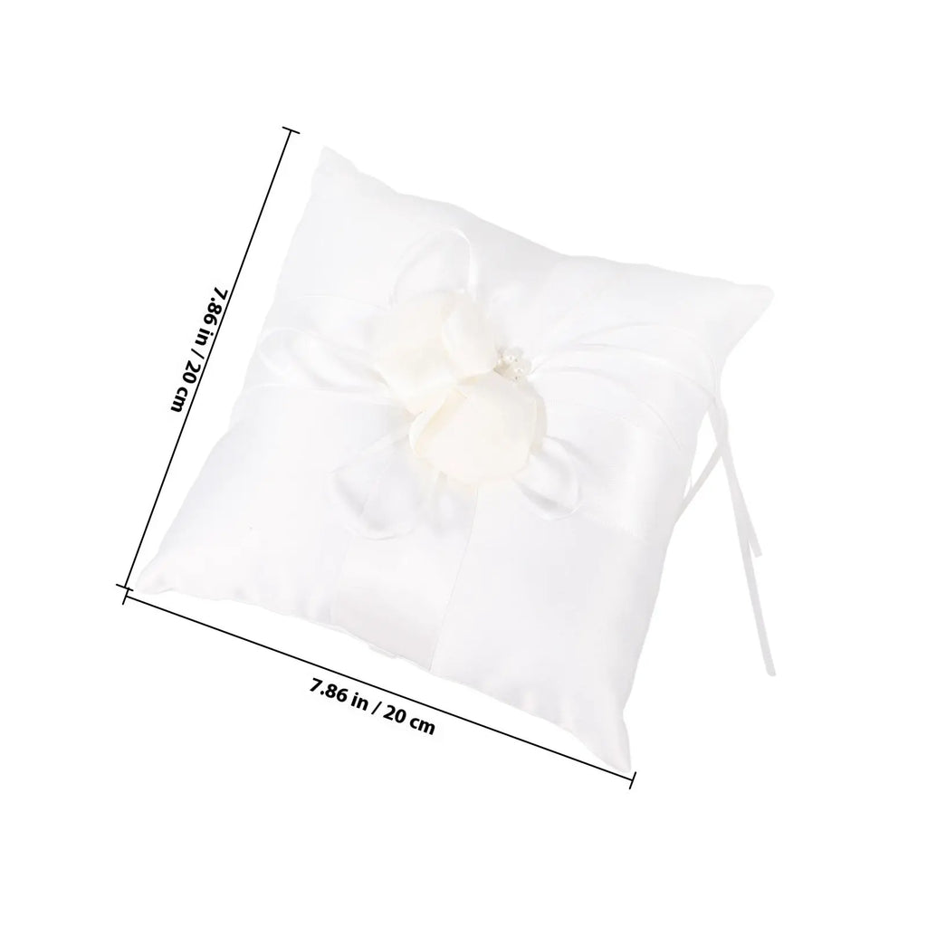 White Ring Bearer Pillow – Satin Ribbon & Faux Pearl Wedding Cushion Ring Bearer Pillow Richie's