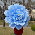 70cm Bamboo Peony Dance Umbrella – Handmade Stage Art Prop Dance Prop Umbrella Richie's Blue