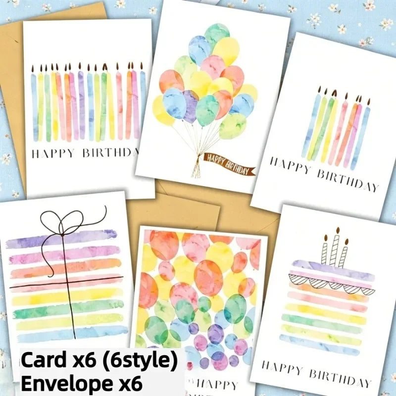 12 Watercolor Birthday Cards with Envelopes | Premium Paper Greeting Card Set Richie's