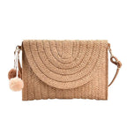 Women's Straw Wicker Crossbody Bag – Summer Beach Clutch Purse Straw Crossbody Bag Richie's Khaki Magnetic buckle