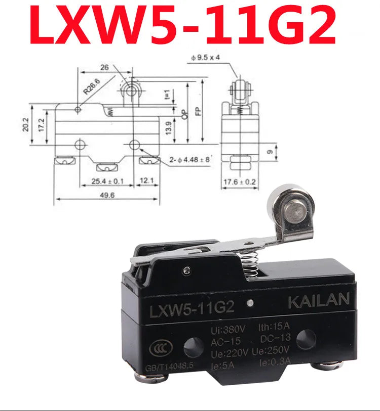 LXW5 Micro Limit Switch 10A AC 380V DC 220V Push Plunger SPDT Micro Limit Switch Richie's LXW5-11G2