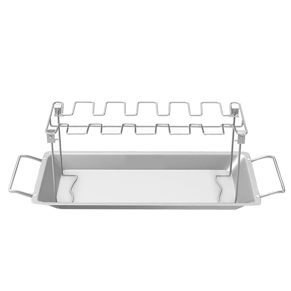 Stainless Steel Chicken Leg BBQ Grill Rack Stand with Drip Tray BBQ Grill Rack Richie's set