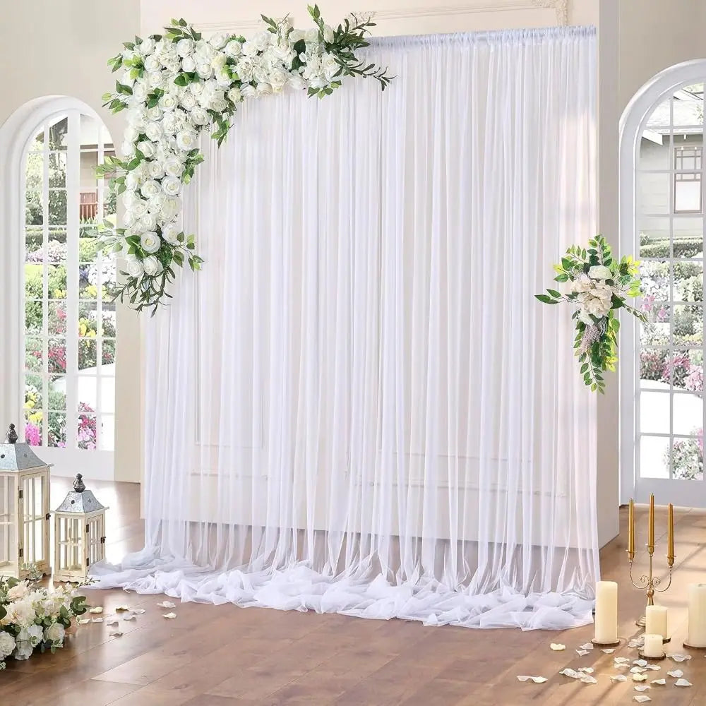 White Sheer Chiffon Backdrop – Wrinkle-Free Rod Pocket Drape Chiffon Backdrop Drape Richie's